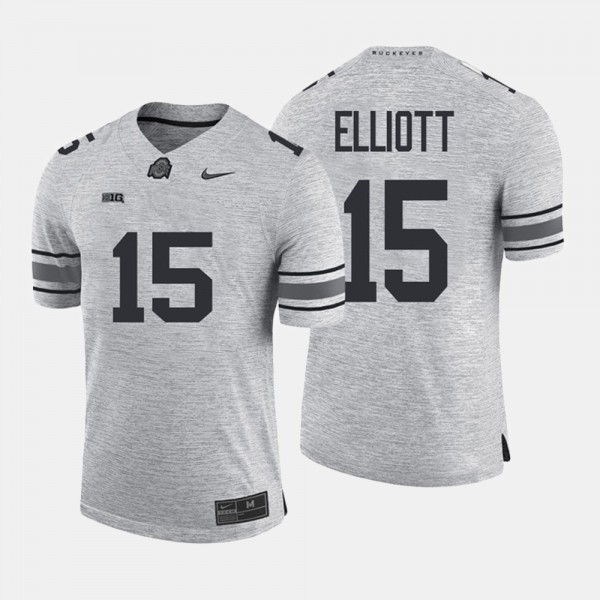 Ohio State Buckeyes Ezekiel Elliott Men's #15 Limited Gridiron Limited Gridiron Gray Gray College Football Jersey 2404BEWD5